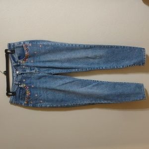 Route 66 Floral Embroidered Light Blue Ankle Jeans
